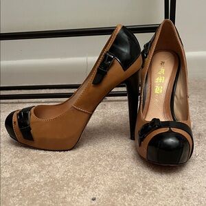 L.A.M.B. Black and Tan Heels